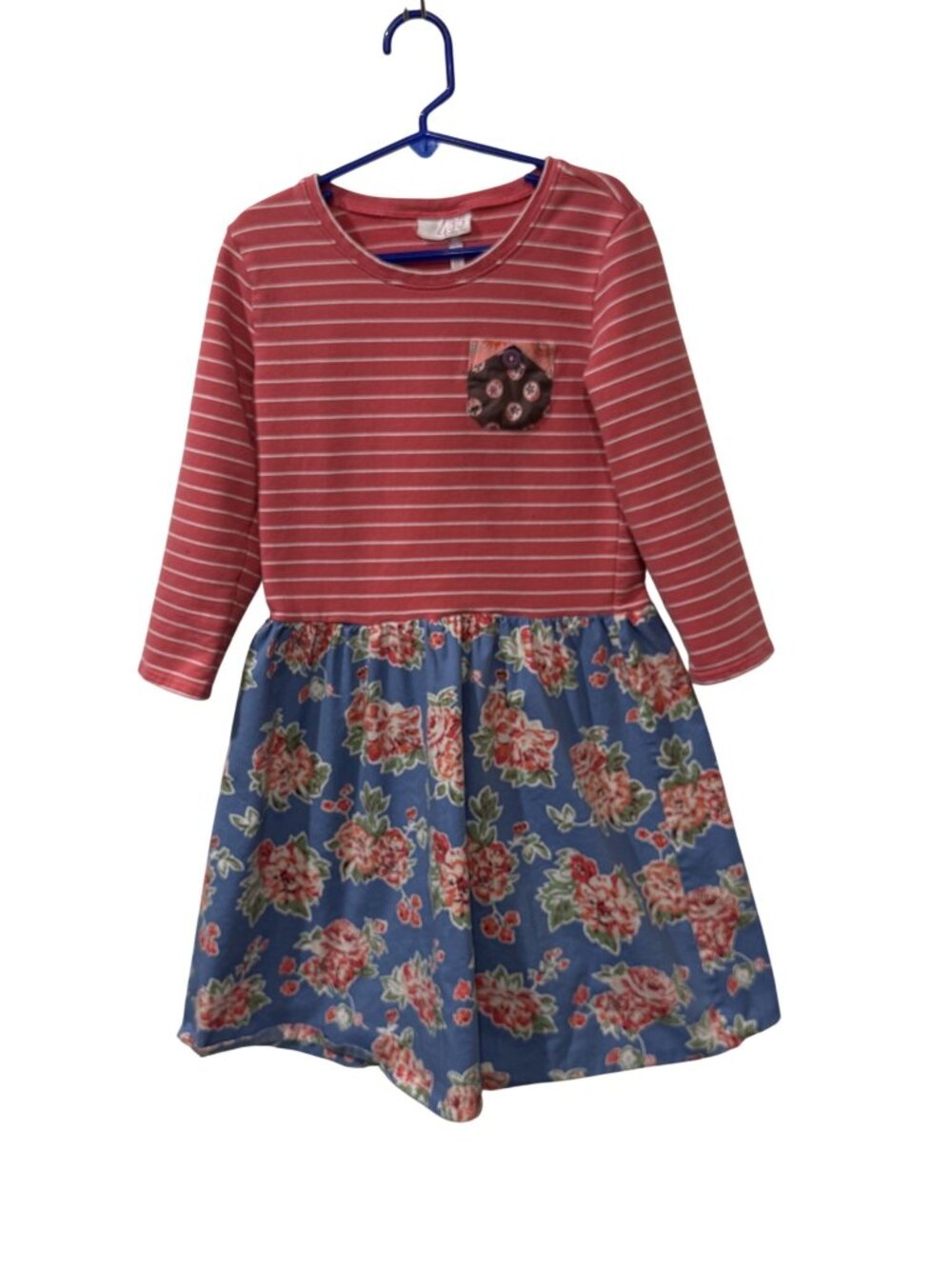 Matilda Jane Girls Striped & Floral Long Sleeve Pocket Dress Size 10